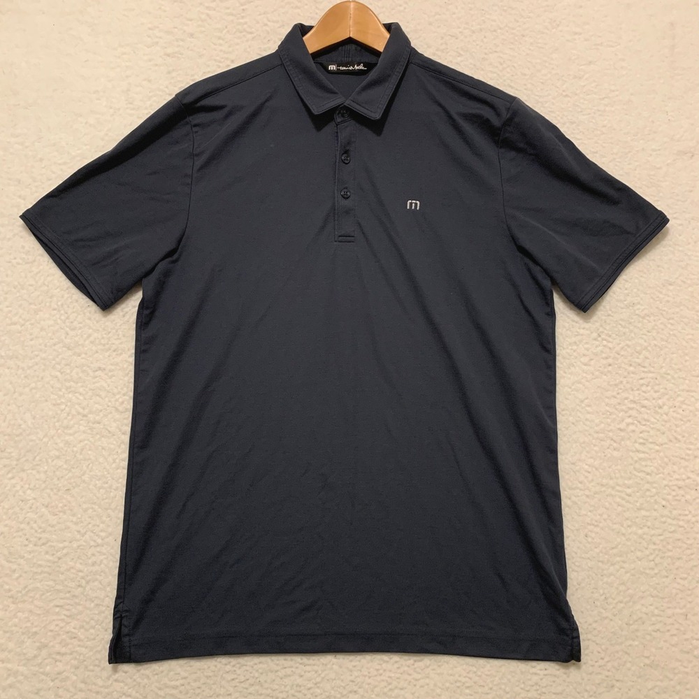Travis Mathew Short Sleeve Pique Polo Shirt Mens L Golf Performance Navy Blue